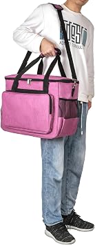 YELAIYEHAO Home Sewing Machine Case Travel Case for Sewing Machine and Accessories Compatible with Most Standard Singer, Brother, Janome, Sewing Accessories Bag (Rose red)