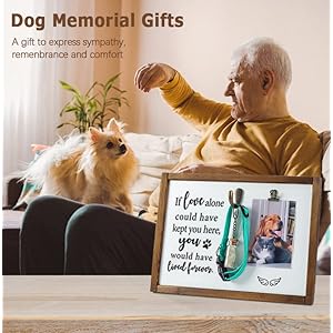 Dog Memorial Gifts for Loss of Dog/Cat-Pet Memorial Gifts,Dog Memorial Picture Frame,Loss of Dog Sympathy Gift,Dog Collar Keepsake Photo Sign,Dog Bereavement Remembrance Gift,14.2″x9.45″