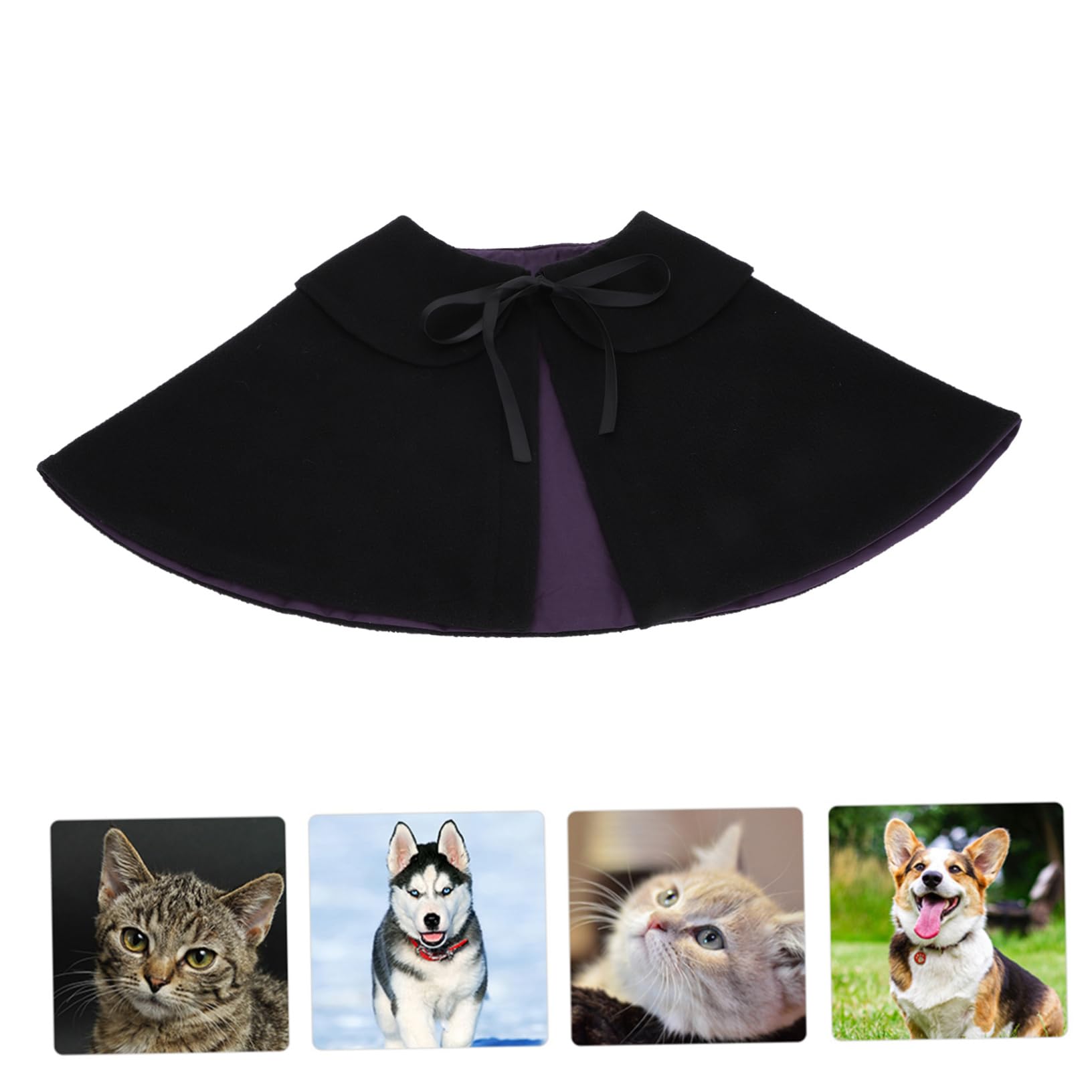 INOOMP 3pezzi Cloak Per Cani e Gatti Neri Per Halloween Leggero e Facile Da Indossare Costume Festivo Per Animali Domestici Decorazione Per Feste e Eventi
