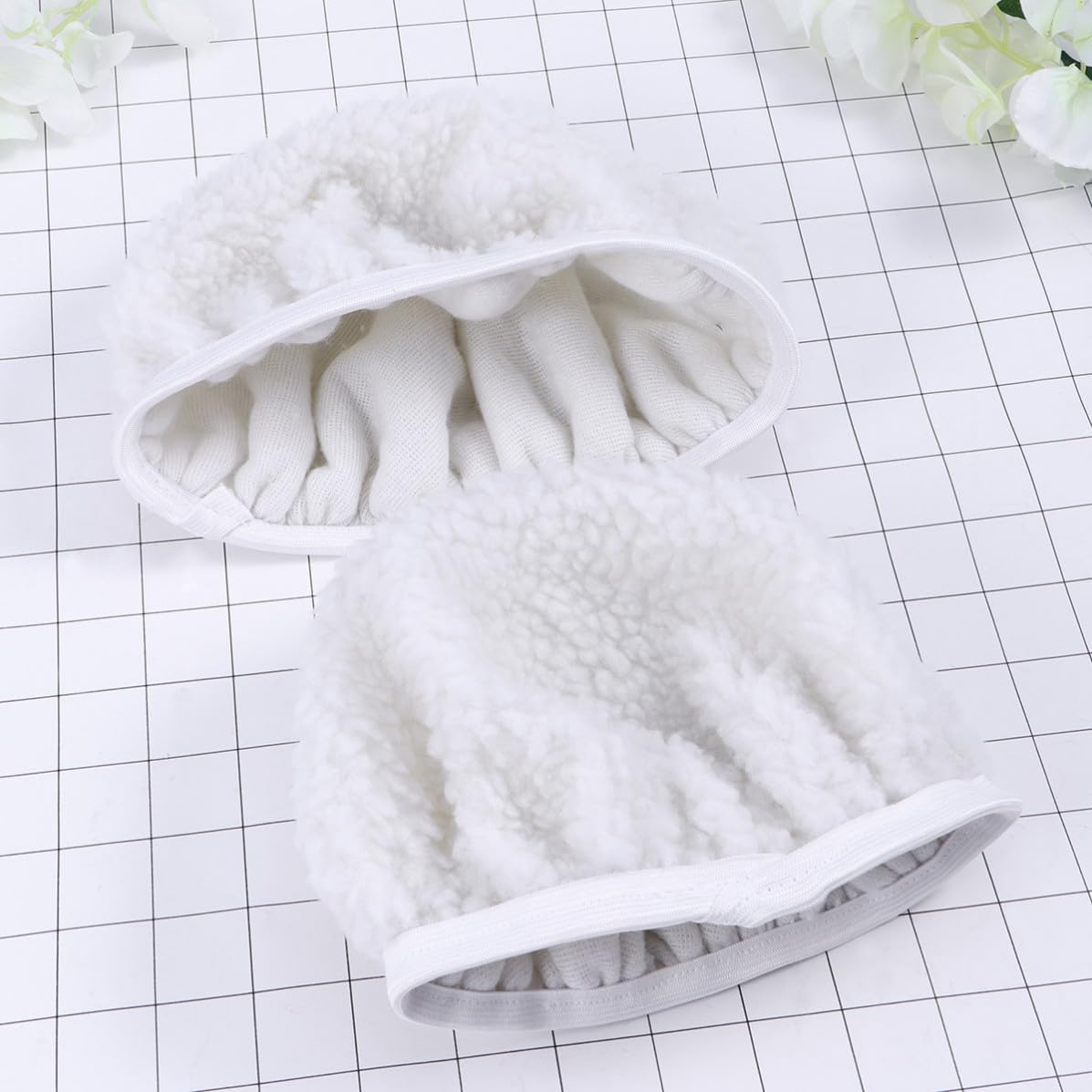 5 Pcs Lambswool Car Polishing Waxing Bonnet Pads 7-8 Inch Reusable