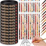 Kosiz 48 Pcs Movie Night Pencils and Silicone Movie Night Rubber Wristband Holiday Pencils Bracelet Carnival Prize 100th Day of School Office Supply Birthday Halloween Christmas Party Favor, 4 Style