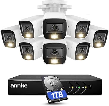 ANNKE Home Wired Camera Security System with Audio, 8X 1080P Cams, 1TB HDD