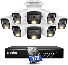 ANNKE Home Wired Camera Security System with Audio, 8CH 3K Lite H.265+ AI DVR with 1 TB Hard Drive and 8 X 1080P IP67 Weatherproof Cameras with Dual Light, Human/Vehicle Detection, Color Night Vision
