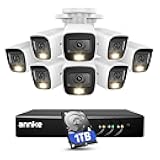ANNKE Home Wired Camera Security System with Audio, 8CH 3K Lite H.265+ AI DVR with 1 TB Hard Drive and 8 X 1080P IP67 Weatherproof Cameras with Dual Light, Human/Vehicle Detection, Color Night Vision