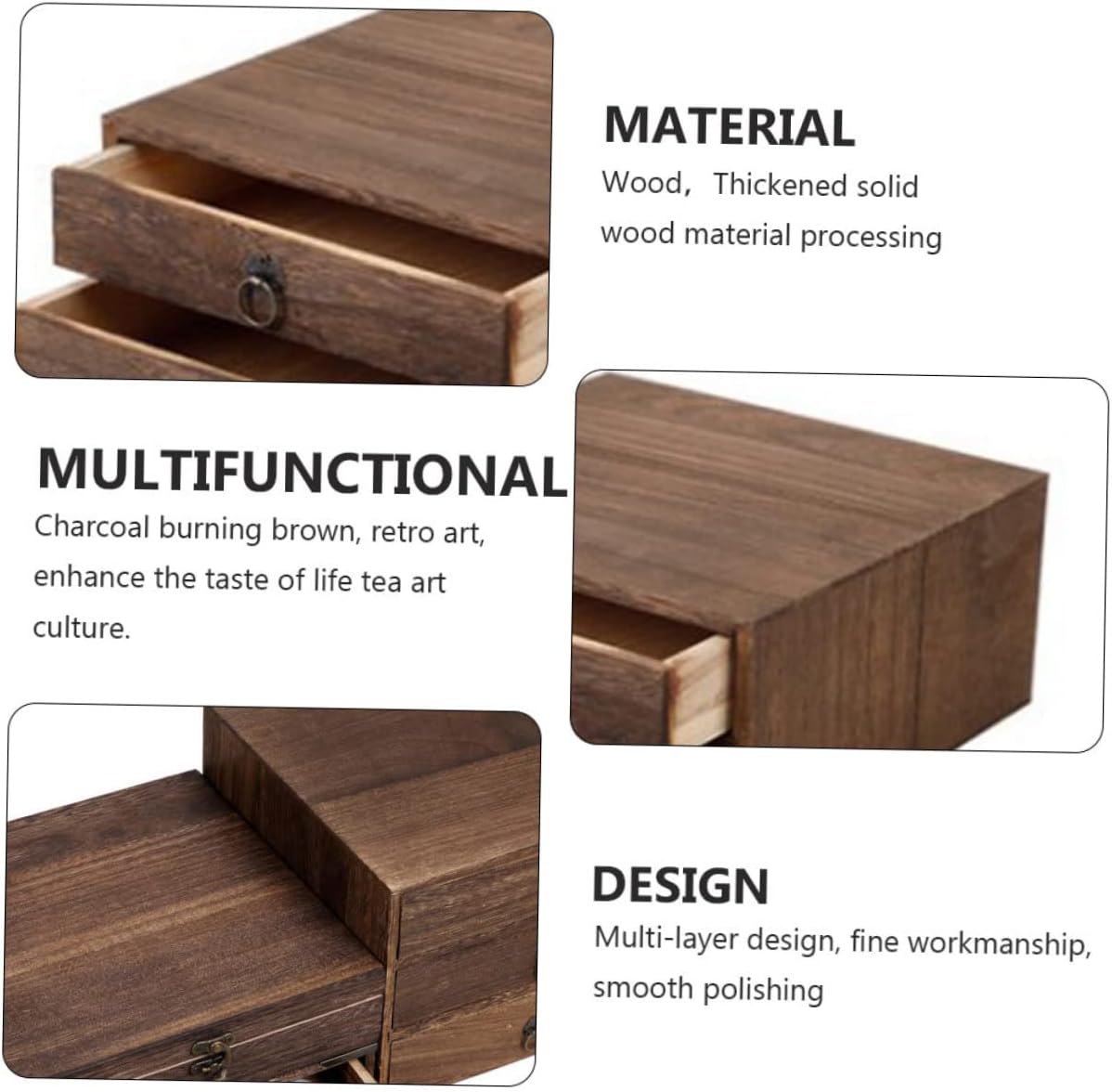 Zerodeko Multi-layer Wooden Tea Cake Drawer Box Vintage High Grade Pu Tea Storage Eco-friendly Design for Long-term Preservation Home Decor and Enthusiasts
