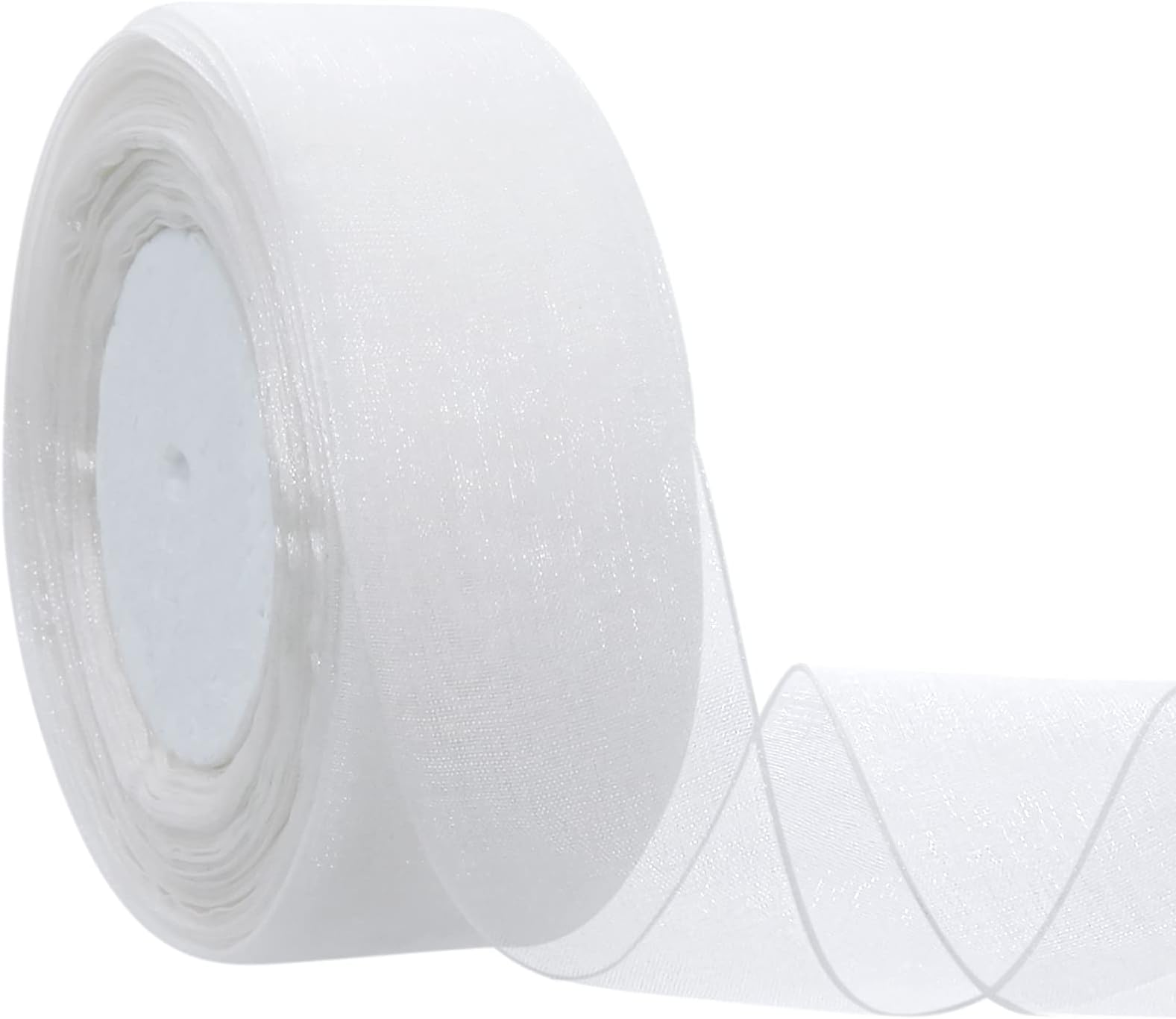 Hapeper 1-1/2 Inch Sheer Organza Ribbon for Gift Wrapping, Party Decoration 50 Yards/Roll (White)