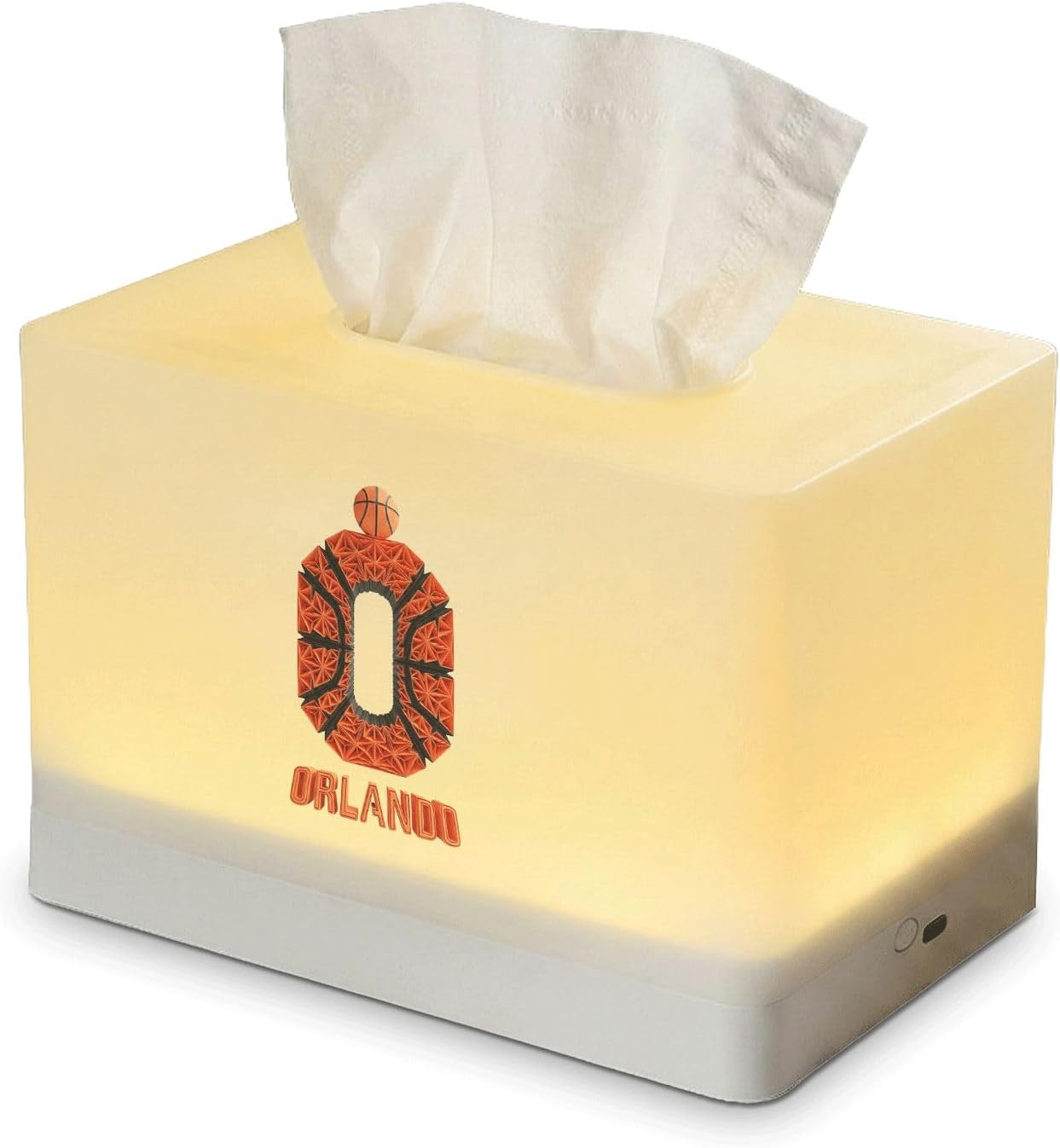 Custom Tissue Box Cover Night Light with Personalized Basketball Name, Rechargeable LED Lamp for Kids Bedroom Nightstand Decor