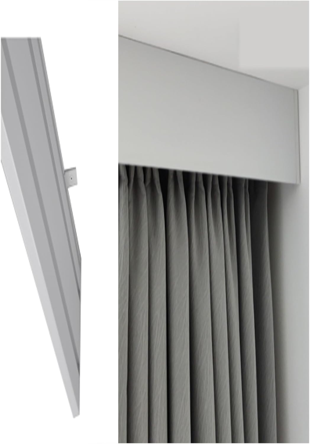 Cuttable Blackout Aluminum Alloy Decorative Block Ceiling Mounting for Roller Blins Venetian Blinds Curtain, Curtain Pelmet Box Panel, Without Track Window Cornice Boards