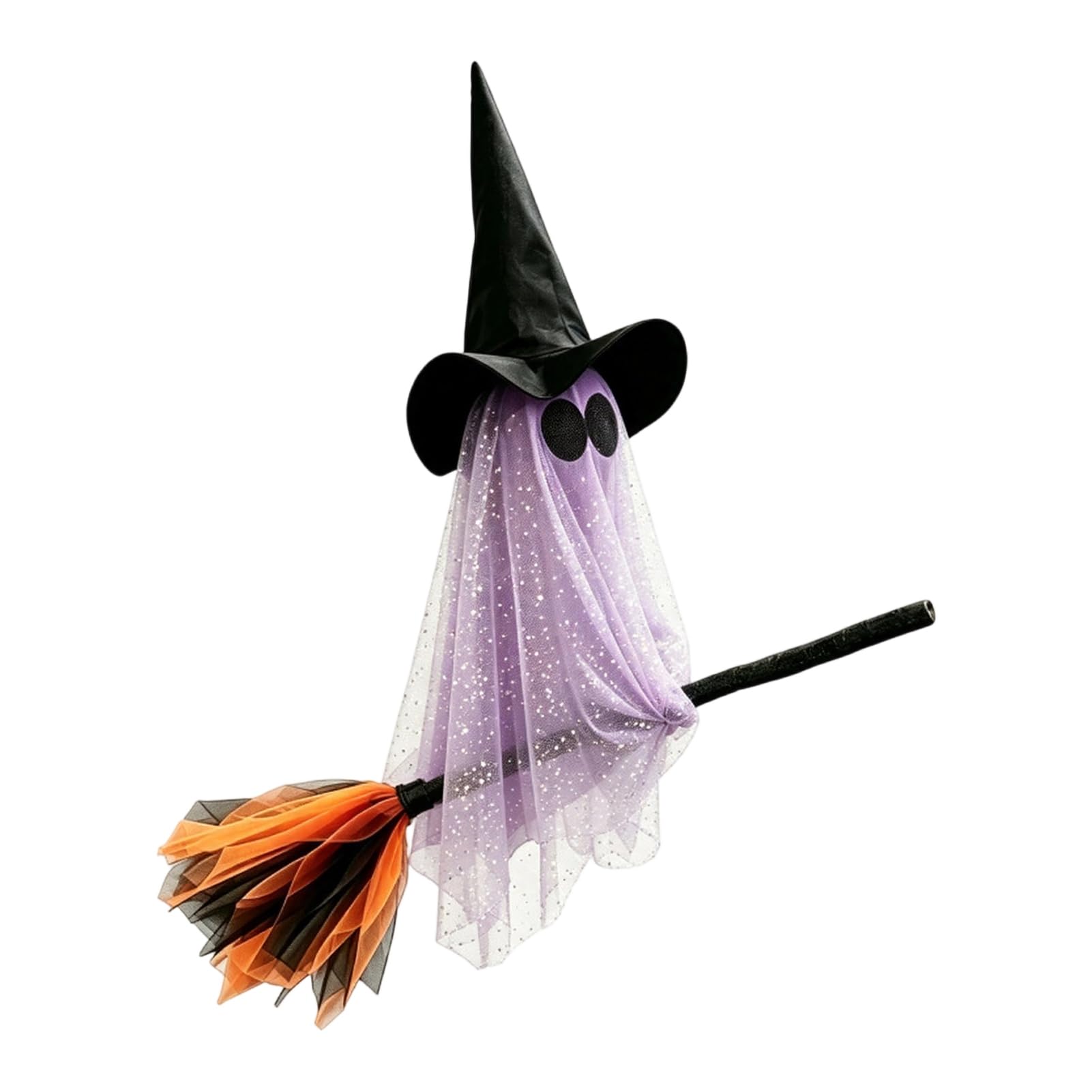 Halloween Ghost Witch Broom Hanging Ornament Spooky Pendant for Indoor Outdoor Haunted House Party Decor with 70cm Height [object Object] [object Object]