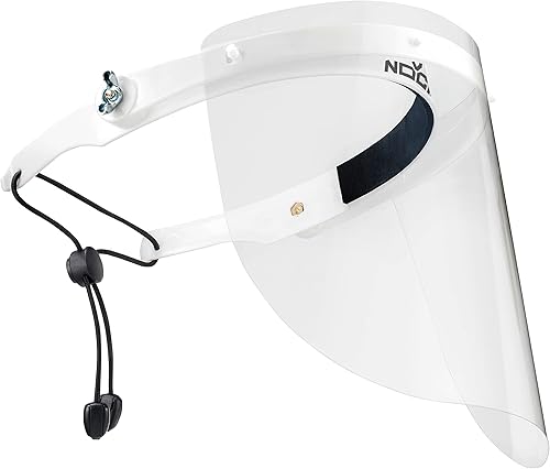 NoCry Máscara protectora facial con diadema ajustable y 2 viseras de plástico reutilizables, diseño abatible con bisagras de metal duraderas,