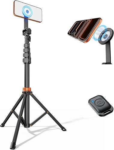 VIMOSE 66" Magnetic Phone Tripod, Tripod for iPhone with Remote & Strong Magnetic Holder for Magsafe, Stable Cell Phone Tripod for Video Recording