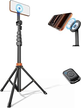VIMOSE 66" Magnetic Phone Tripod, Tripod for iPhone with Remote & Strong Magnetic Holder for Magsafe, Stable Cell Phone Tripod for Video Recording