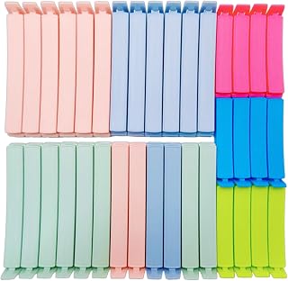 36 PCS Plastic Chip Clips - Curved-Grip Non-Slip Air-Tight Food Storage Clips, 6 Colors with 2 Sizes (4.3inch×24 + 3.1inch×12) for Kitchen & Home