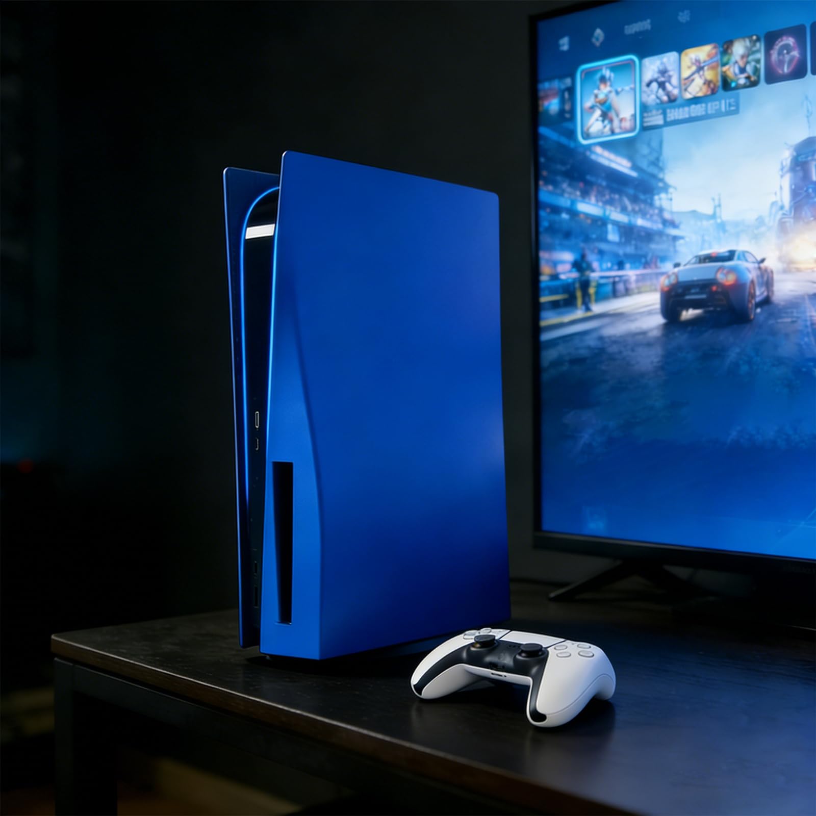 ArVin - Carcasa para consola PS5, placa de repuesto para PS5, antiarañazos, a prueba de polvo, accesorios para juegos de profesión para Sony Playstation 5 Console Disc Edition (azul)