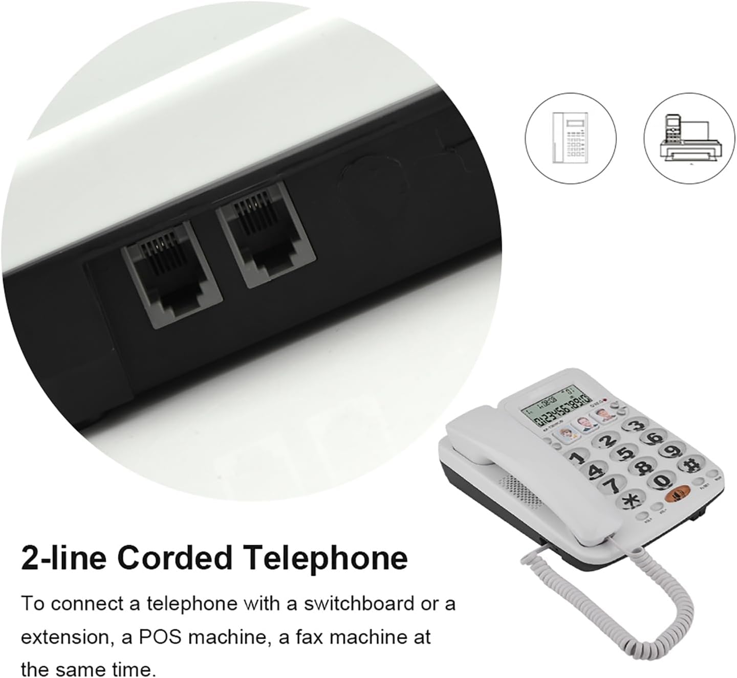 2‑line Corded Phone with Answering Machine and Noise Cancelling Function,Caller ID Display for Clear Calls,Landline Telephone Corded for Home and Office Use