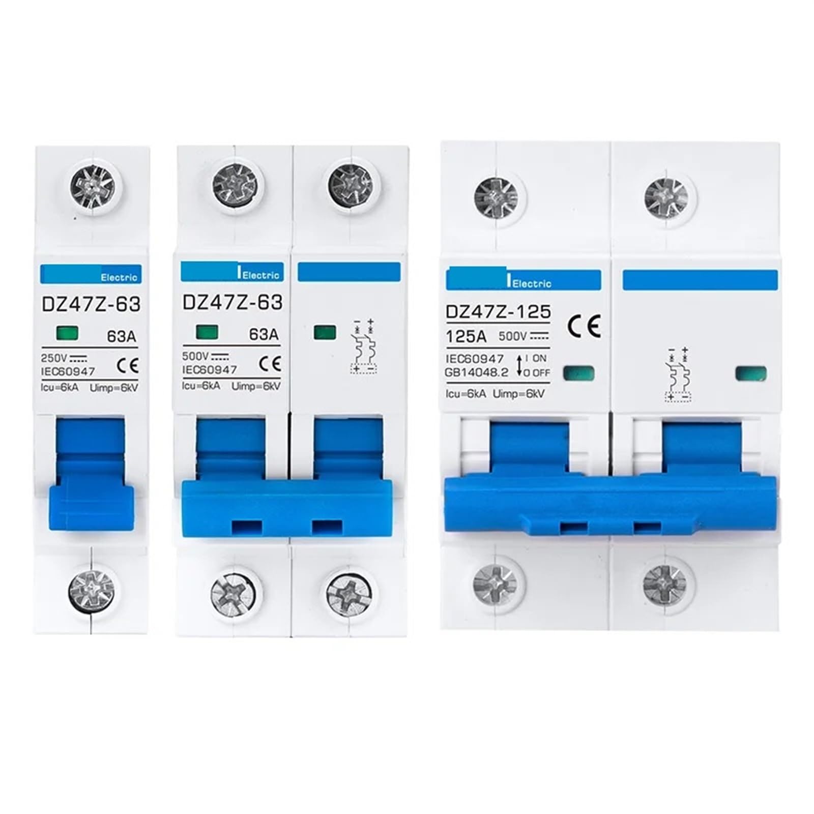 Disyuntor de CC 250V 125A DZ47 para protección automática de cortocircuito solar 1P 7