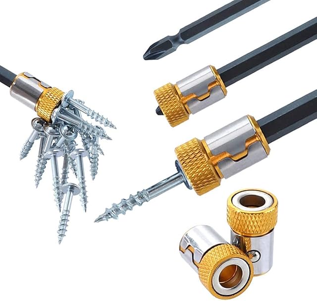 2pcs Multifunction Universal Magnetizer Ring,Removable Magnetic Steel for 6.35mm Screwdriver Bits Multifunction Hand Power Tools Accessories