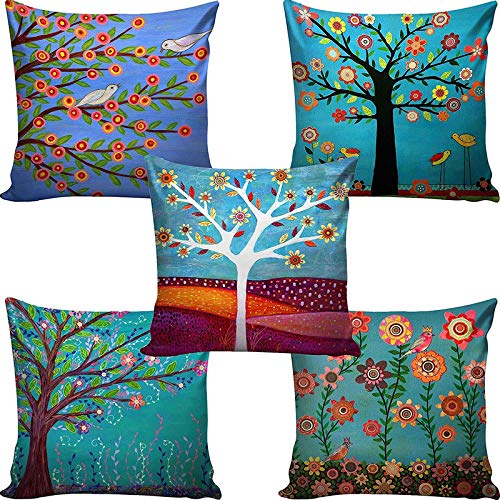 Vratim Printed Digital Design Decorative Sofa Cushion Cover (40x40 cm/16x16-inch, Multicolour) - Pack of 5