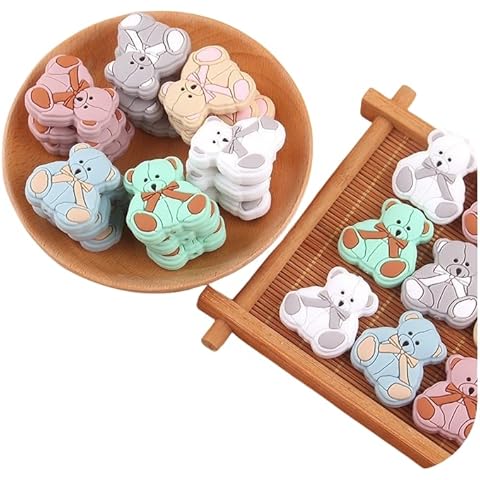 18 Pcs Cute Animals Silicone Beads 6 Colors Cartoon Bear Silicone Focal Beads Silicone Beads Cartoon Silicone Beads for Jewelry Making DIY Necklaces Bracelet Keychain Lanyard Crafts Supplies Cover