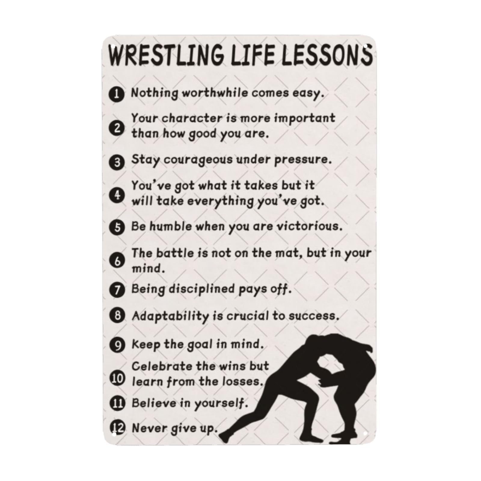 Yepyayqvk Tin Sign 196 Wrestling Life Lessons Stay Courageous Under Pressure Vintage Metal Tin Sign Inspirational Poster For Sports Gym Lounge College Dorms Bedroom Wall Art Decoration 6X8 Inch