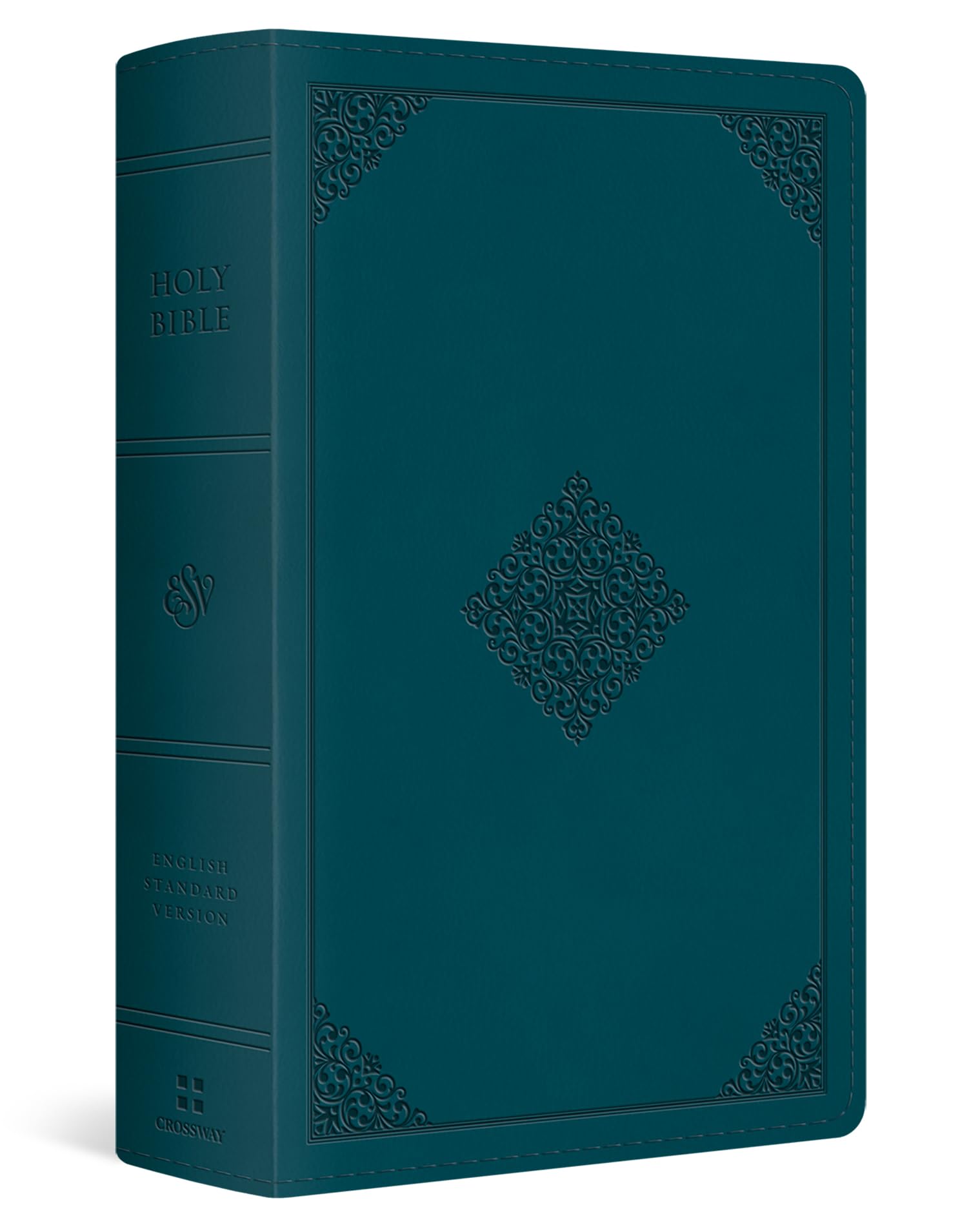 ESV Large Print Personal Size Bible, Red Letter (TruTone, Deep Teal, Ornament Design)