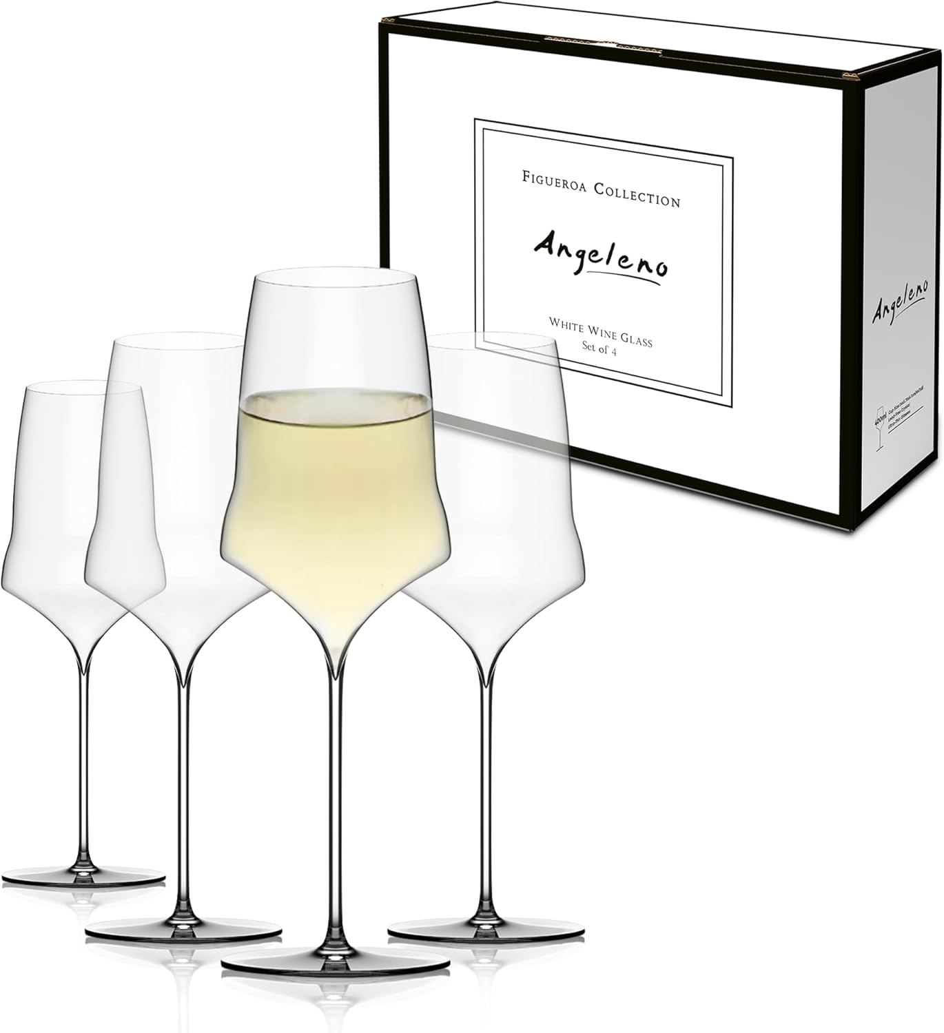 Figueroa Collection Short Drinking Glasses 8 oz - Small Beverage Glasses, Clear Juice Water Cocktail Glass Cups, Modern Everyday Drinking Cups for Juice Soda Whiskey Iced Tea Kitchen Bar - Set of 4