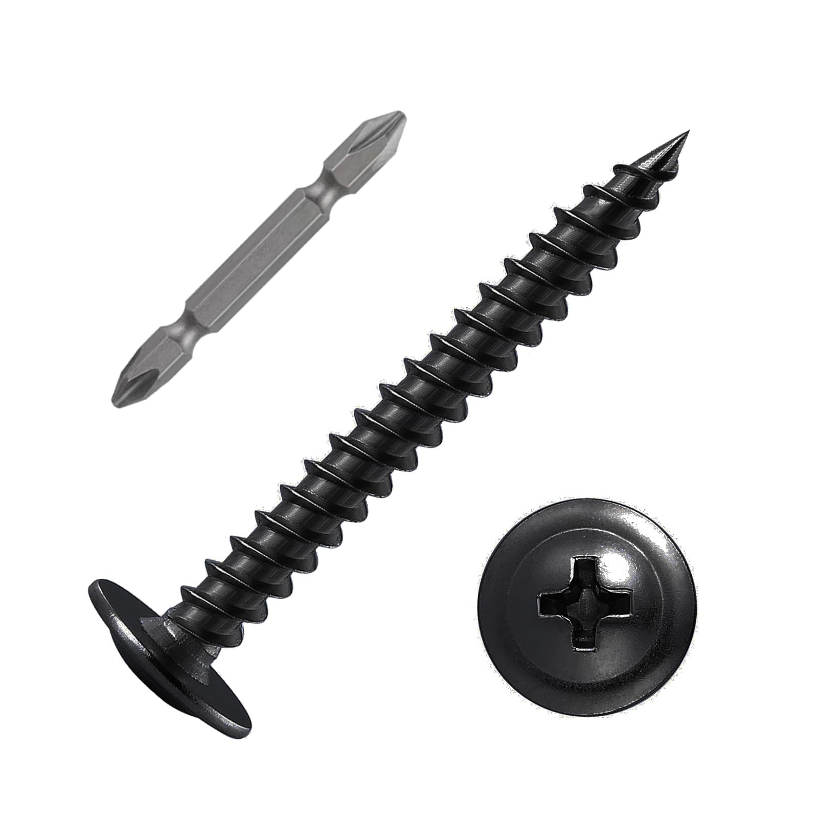 Photo 1 of (100 pcs)#8×2" Black Truss Head Wood Screws Quick Metal Self Tapping Zinc Oxide