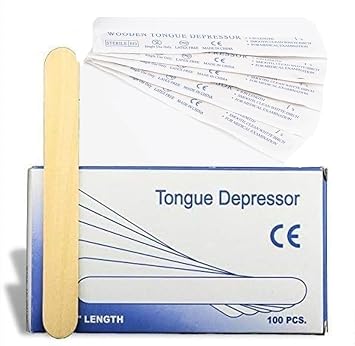 DGT Wood Tongue Depressors Sterile 1 Box of 100 Count, Large Applicator Sticks, 6" Tongue Depressors Wood Individually Wrapped for Medical Popsicle Crafts, Sterile
