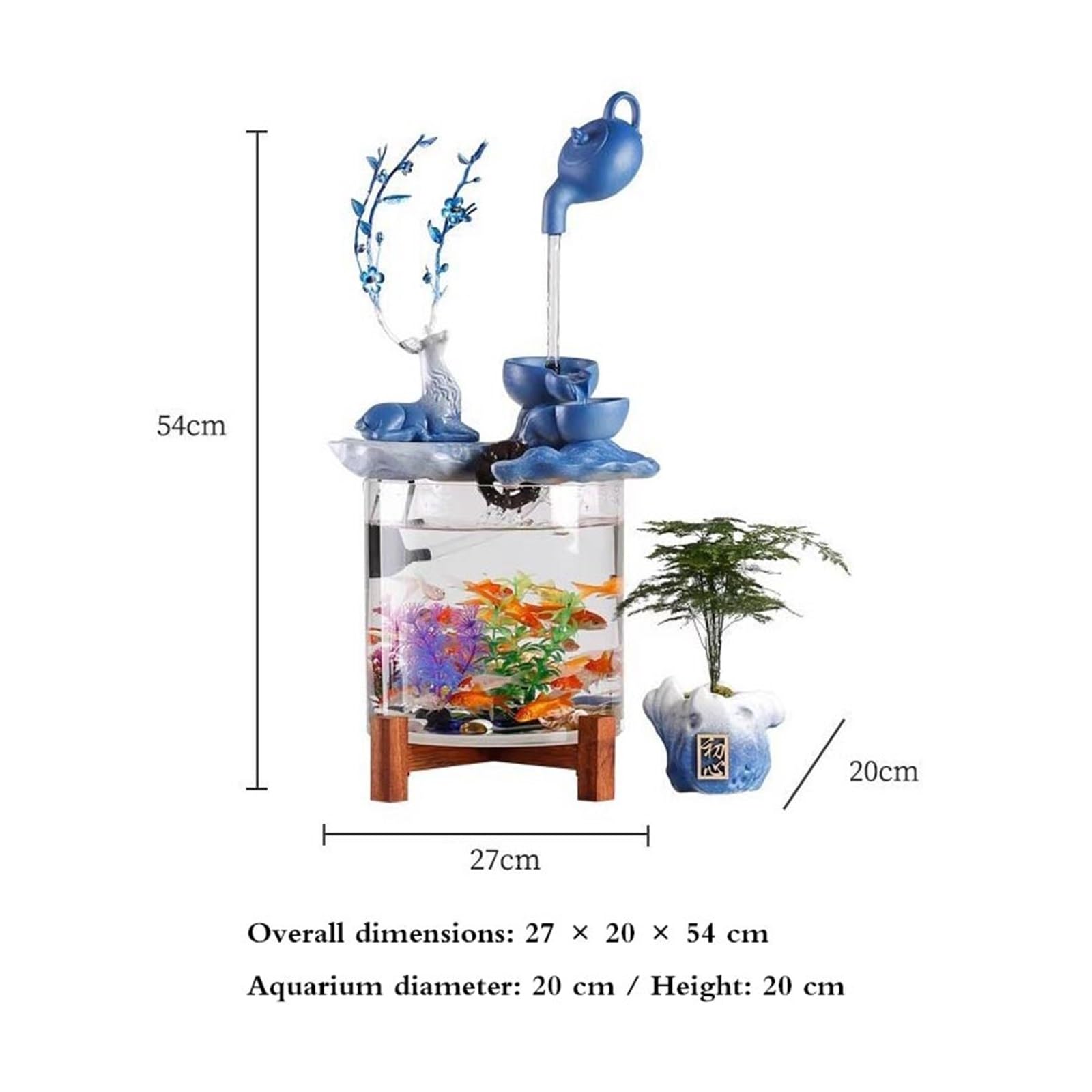Desktop-Brunnen für den Innenbereich, Wohnzimmer, Desktop-Zirkulierende Wasserornamente, transparentes Glas, Aquarium, Tischbrunnen