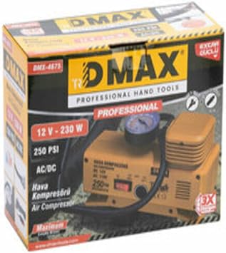 DMAX  ift Giri li Hava Kompres r , 12V-220V, 250 PSI, Sar