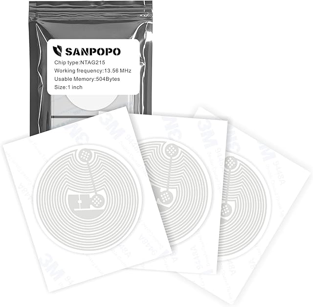 30 NFC Sticker Flexible and Anti-Metal Interference NTAG 215 NFC Tags On-Metal NFC Tag Stickers,Compatible with TagMo,Amiibo and All Other NFC Enabled Devices