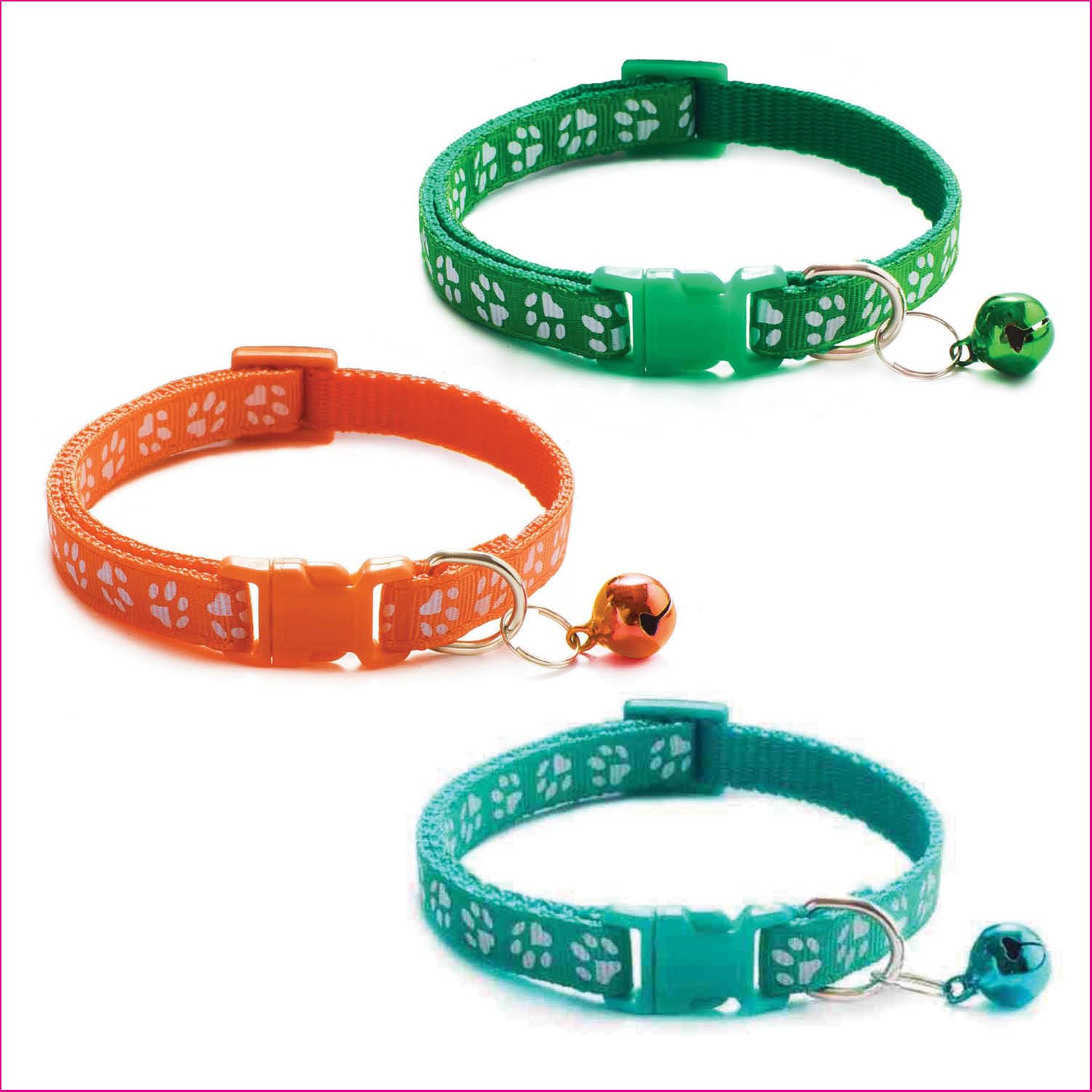 Litvibes Cat Collars Set of 3 with Bell,Kitten & Small Dogs Soft Adjustable Collar Safe,Solid & Protection Breakaway for Cats & Puppies,Cute Kitty with Paw Print-(Orange,Turquoise,Dark Green) (B0D1CFJVDJ) Amazon Price History, Amazon Price Tracker
