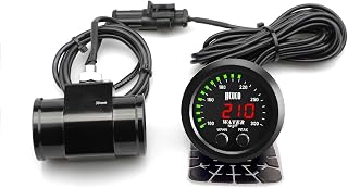 Universal 52mm Water Temperature Gauge 32-300F(0~150C) Electronic Green Digital LED DC12V/24V for Car Automotive with Joint Pipe Radiator Sensor Adaptor Black 38MM