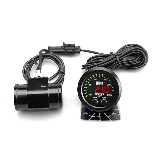 Miniatura 27 de Medidor universal de temperatura del agua de 2.047 in 0-300F (-17 ~ 187C) LED digital rojo electrónico DC12V/24V para automóvil automotriz con Azul