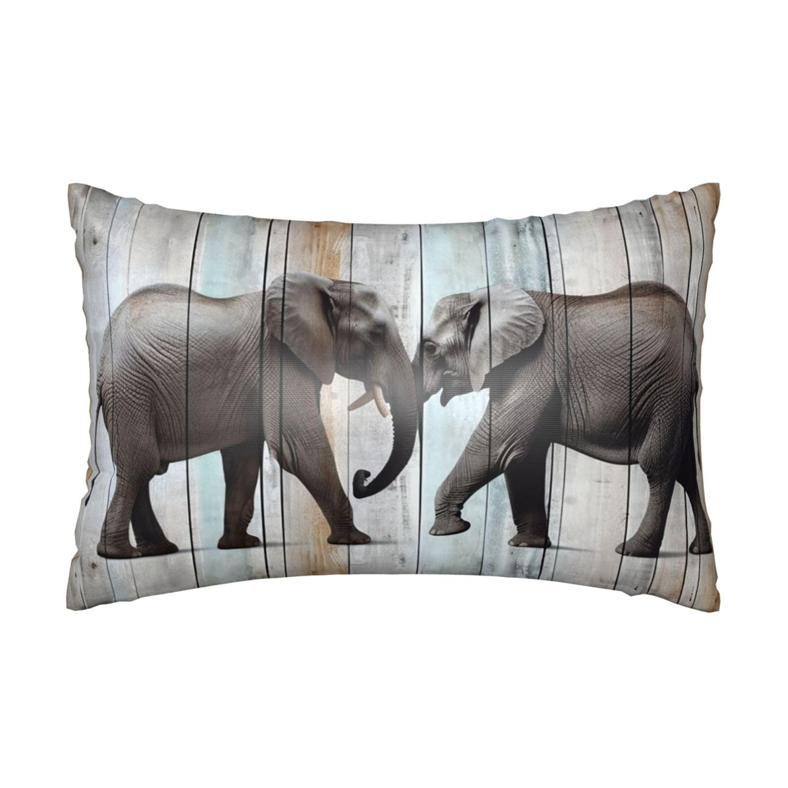 Satin Pillowcase for Hair and Skin, Elephant on Wood Pillow Case Queen Size 20x30 Inches, Cooling Silky Pillowcases with Zipper Ultra Smooth and Soft Pillow Cover for Sleeping