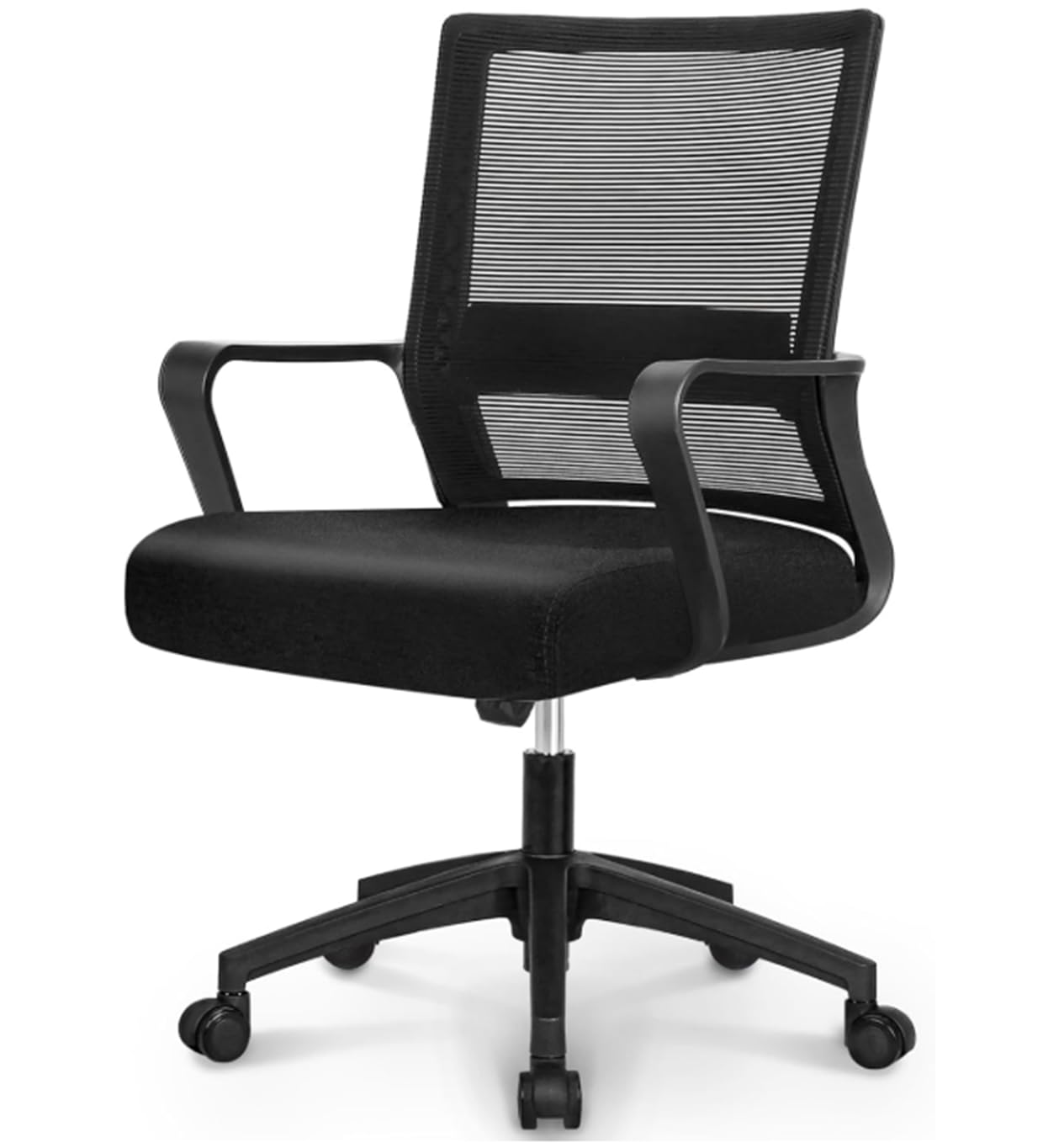 NEO Chair Office Desk Chair Gaming Computer Chair Ergonomic Mesh Mid Back with Rolling Wheels Lumbar Support Comfy Swivel Adjustable for Home (All Black) | Lumbar Support, Adjustable Height with Wide Seat Design. Ideal for Home Office, Conference Room, and Any Work Space