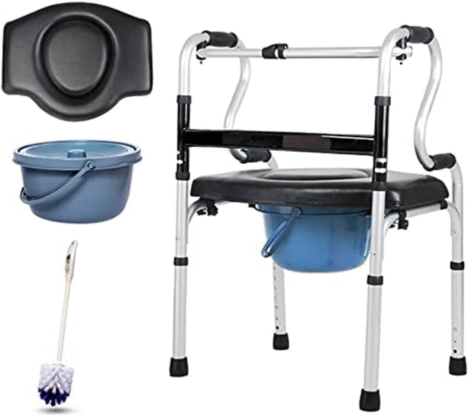 Rollator Walker Chodzik dla seniorów i dorosłych Ze stopu aluminium, składaną deską sedesową na kółkach i torbą do przechowywania