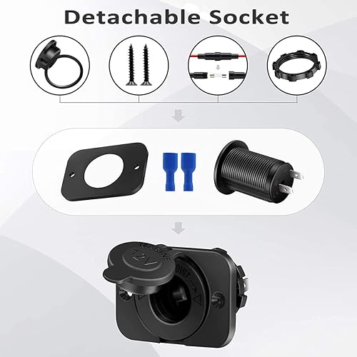 Miniatura 4 de Enchufe universal para encendedor de cigarrillos de automóvil, color dorado, 12 V CC a prueba de agua, para automóvil, motocicleta, ATV, RV, enchufe