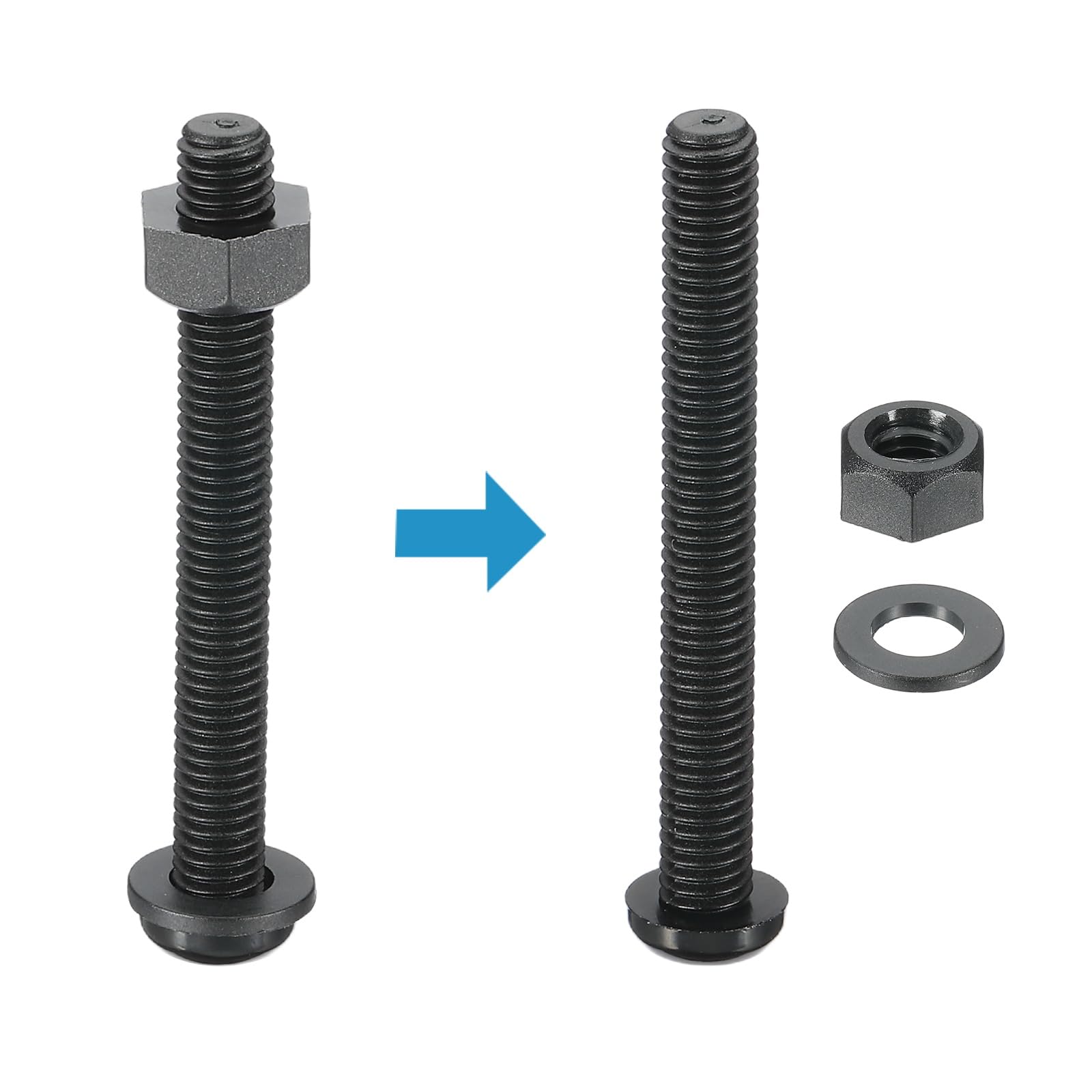 PATIKIL M6x50mm Black Nylon Bolts Plastic Nuts Full Thread Head Screws, 24 Pcs, M6*50mm - Image 3