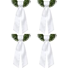 4 Pcs Wreath Sash for Front Door, Blank Wreath Sash Accessories for Yard Doorway Indoor Outdoor Bridal Shower Xmas Home 4.5" X 56",White