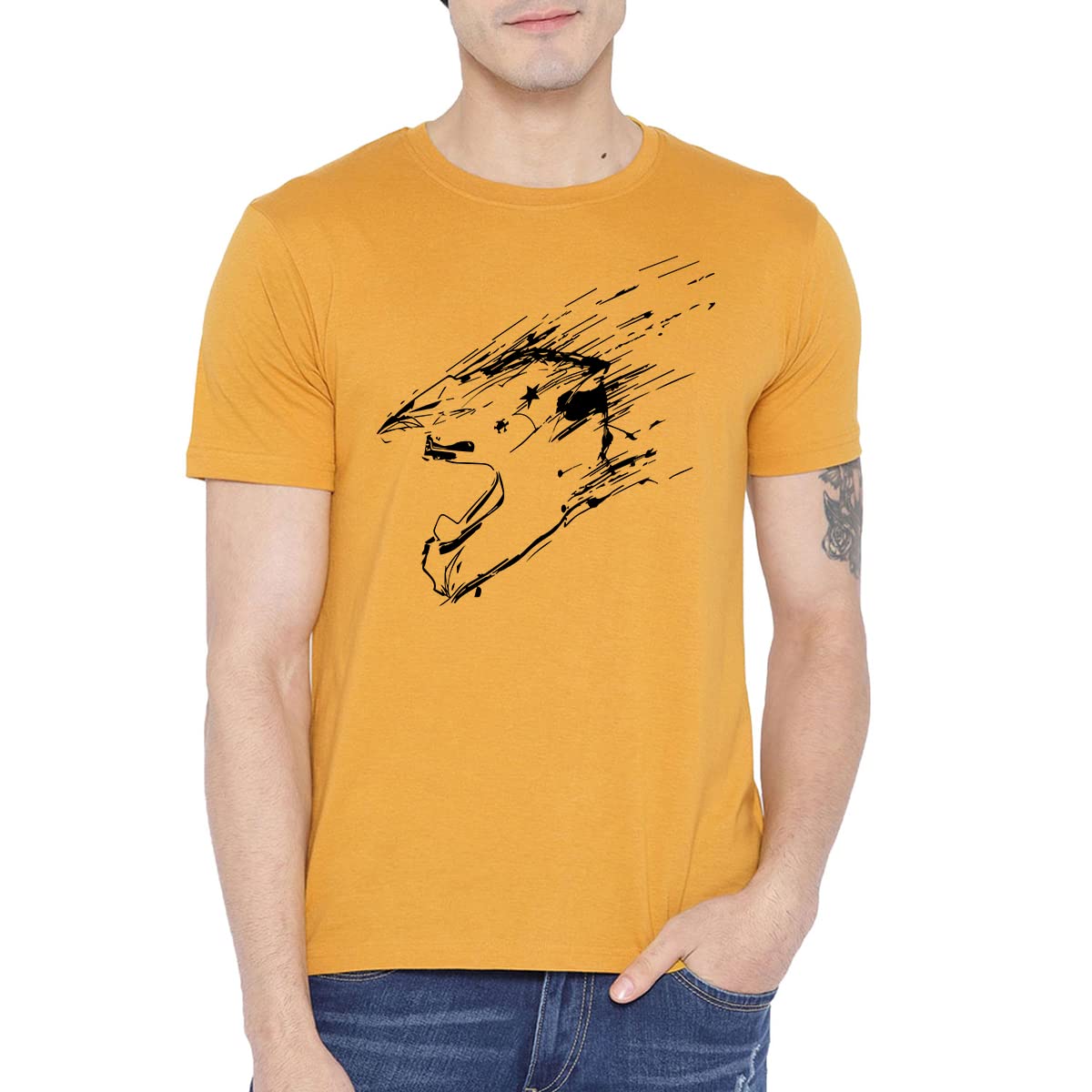 WILDSTARider Helmet Printed T-Shirt for Men Biker t Shirt | Motorcycle Lover T Shirt | 100% Cotton T Shirt | Half Sleeve Tees