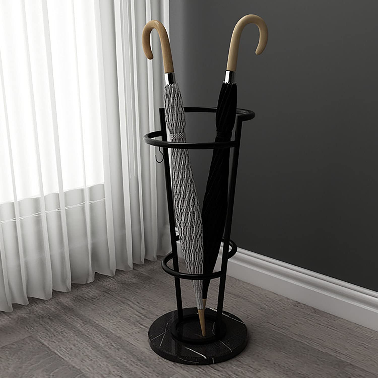 GHHVFEC Umbrella Stand with Marble Base, Metal Free Standing Rack for Home Entryway, Holds Umbrellas & Walking Sticks