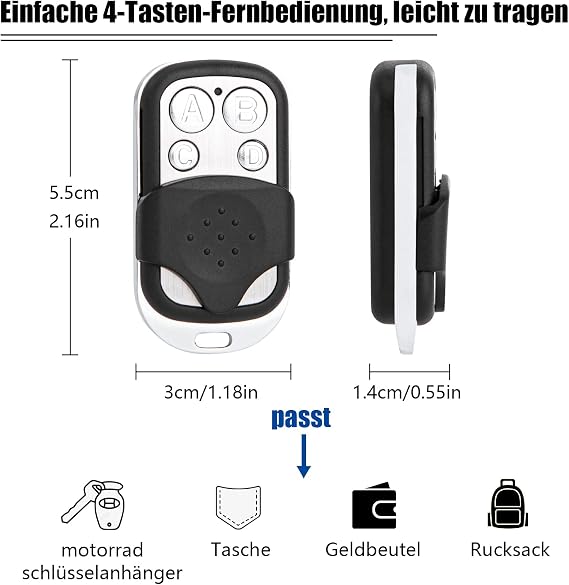 433MHz Clone Garage Door Opener Remote Control Compatible with Came Top 434 M 432 EE Top 434EE 432 A, 434 A, 432 EV, 432 M, 434 M, 432 S, 432 SA TORMATIC DORMA Handheld Transmitter 1 Pieces