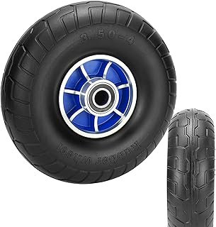 LIGUOYI Flat Free Tires 10 Inch 14 Inch Solid Rubber Wheel - Alloy Wheels with Double Ball Bearing 0.79