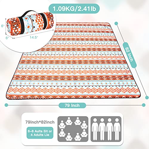 Airensky Extra Large Picnic Blanket(79 \"x 82\"), 3-Layer Thickening Waterproof Camping Blanket, Sandproof Picnic Blanket for Beach, Machine Washable, Wear-Resistant, Soft and Comfortable(Boho Red)