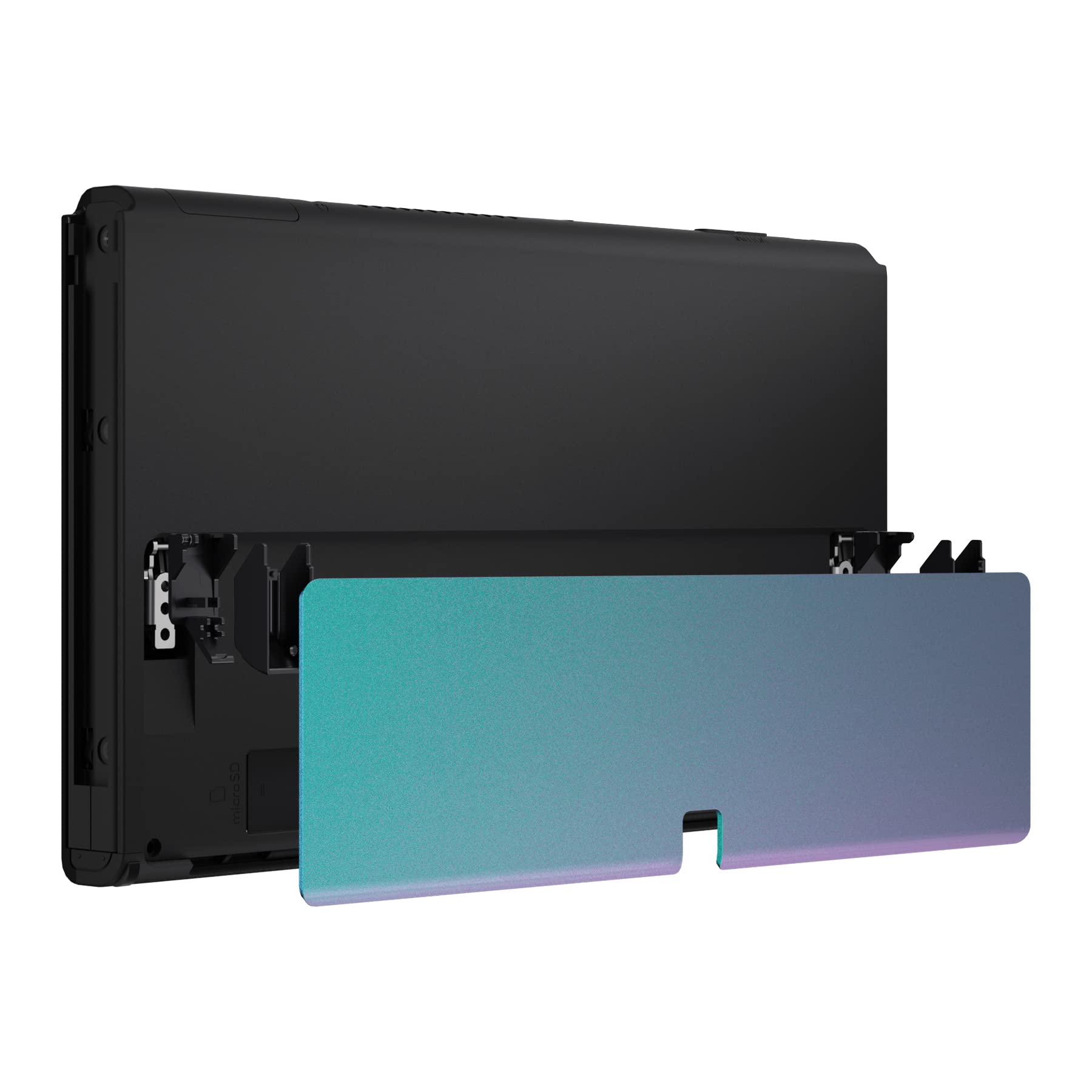 eXtremeRate Béquille de Remplacement en Métal Caméléon Violet Vert pour Nintendo Switch OLED, Support Arrière - Console Non Incluse
