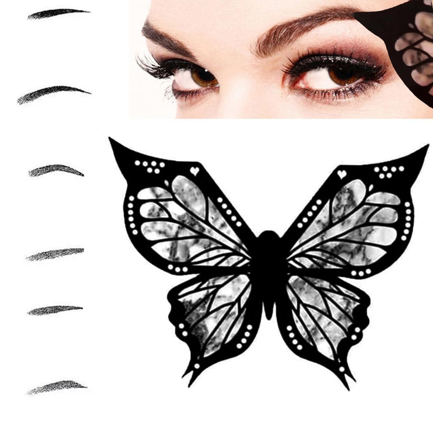 GEWUButterfly Eyeliner Stencil Eyebrow Wing Tips Beginners Stickers Pads Eye Liner Stencil Stamp Reusable Winged Eyeliner Makeup Aid Tool for Girls Women Makeup Supplies