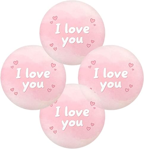 Miniatura 2 de Juego de 4 manteles para mesa de 15 x 15 pulgadas, diseño de I Love You Pink Lovely