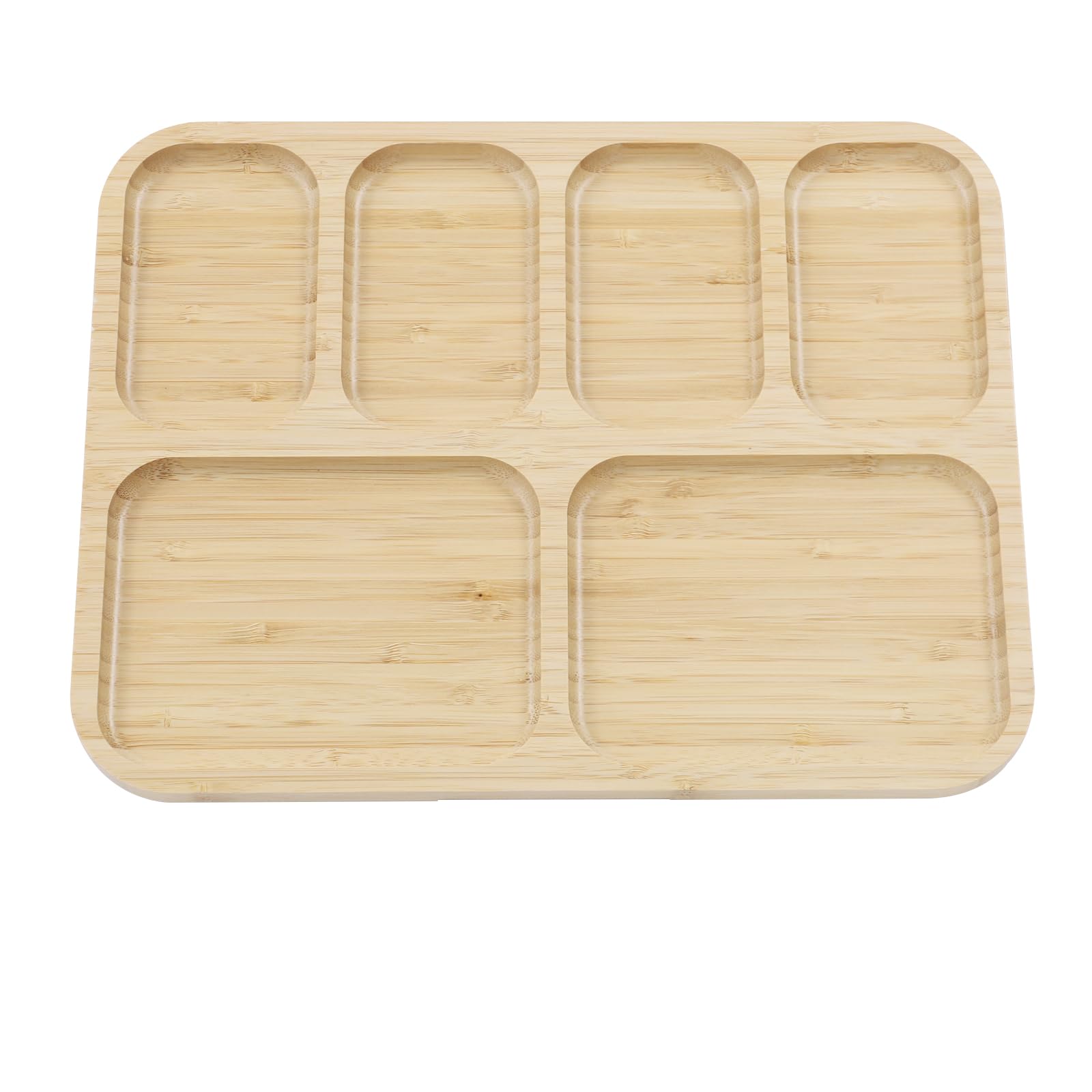 Lot de 2 planches de charcuterie avec couvercle - Planche à fromage portable avec 6 compartiments en bambou - Pour cuisine, pique-nique, fête, collation, 35 x 28 cm - Bois naturel