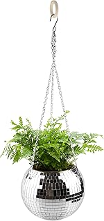 Towjaw Disco Ball Planter,8 inch Disco Ball Plant Hanger Indoor,Disco Ball Decor Planter,Mirror Disco Planter with Chain,Hanging Planters for Indoor Plants